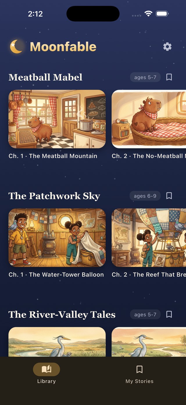The MoonFable library: rows of illustrated story series
